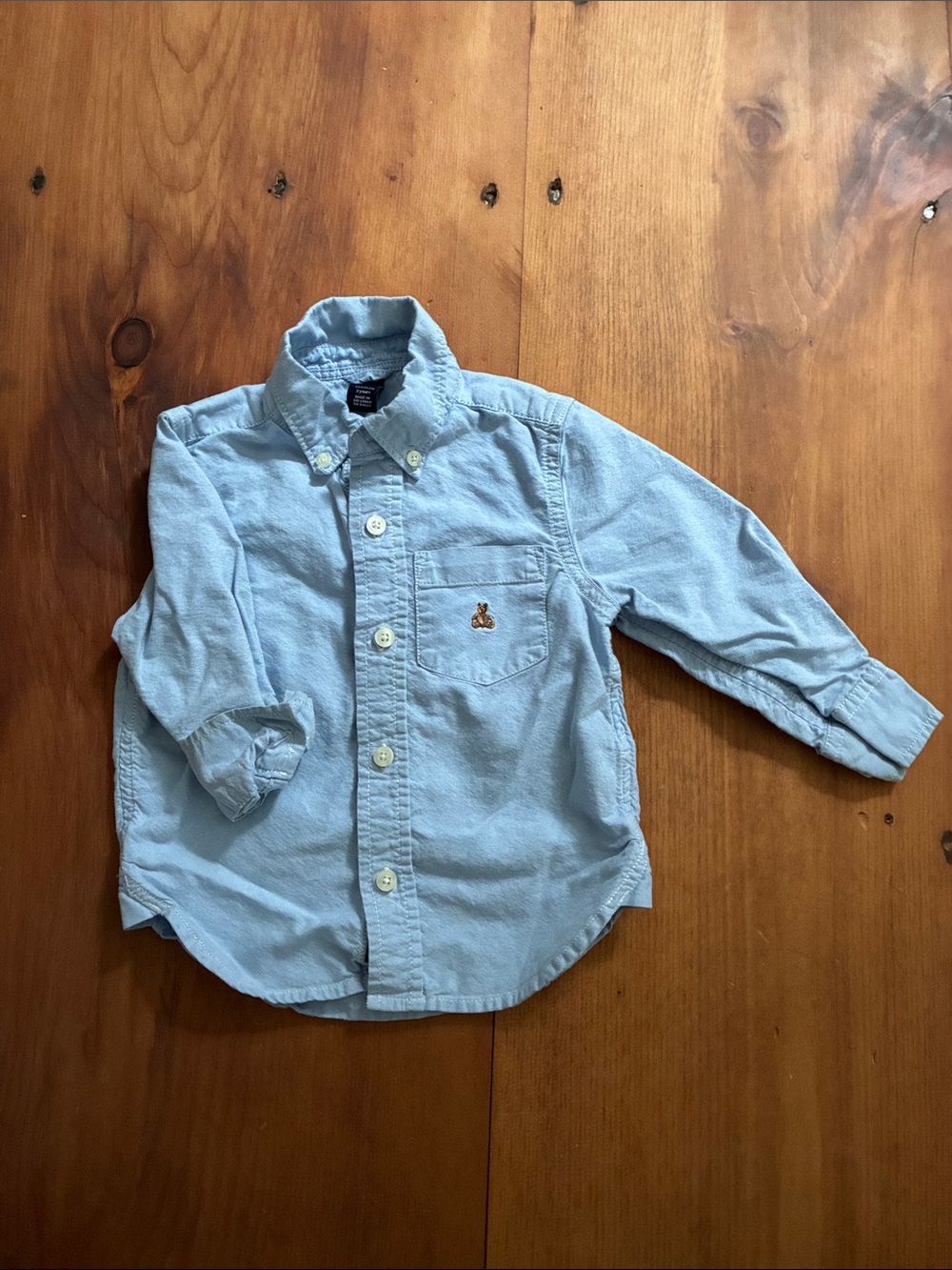 GAP Light Blue Boys' Button-Down Oxford Shirt with Pocket Patch